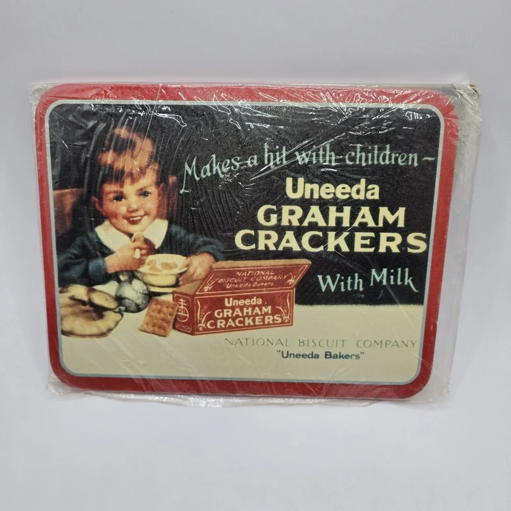 Vtg Nostalgia Trivet Lot Kellogg's Corn Flakes Uneeda Graham Crackers 8.5x6.5